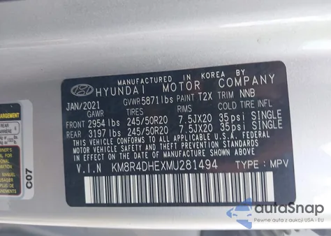 2021 Hyundai Palisade Sel из США, поврежденный, VIN KM8R4DHEXMU281494